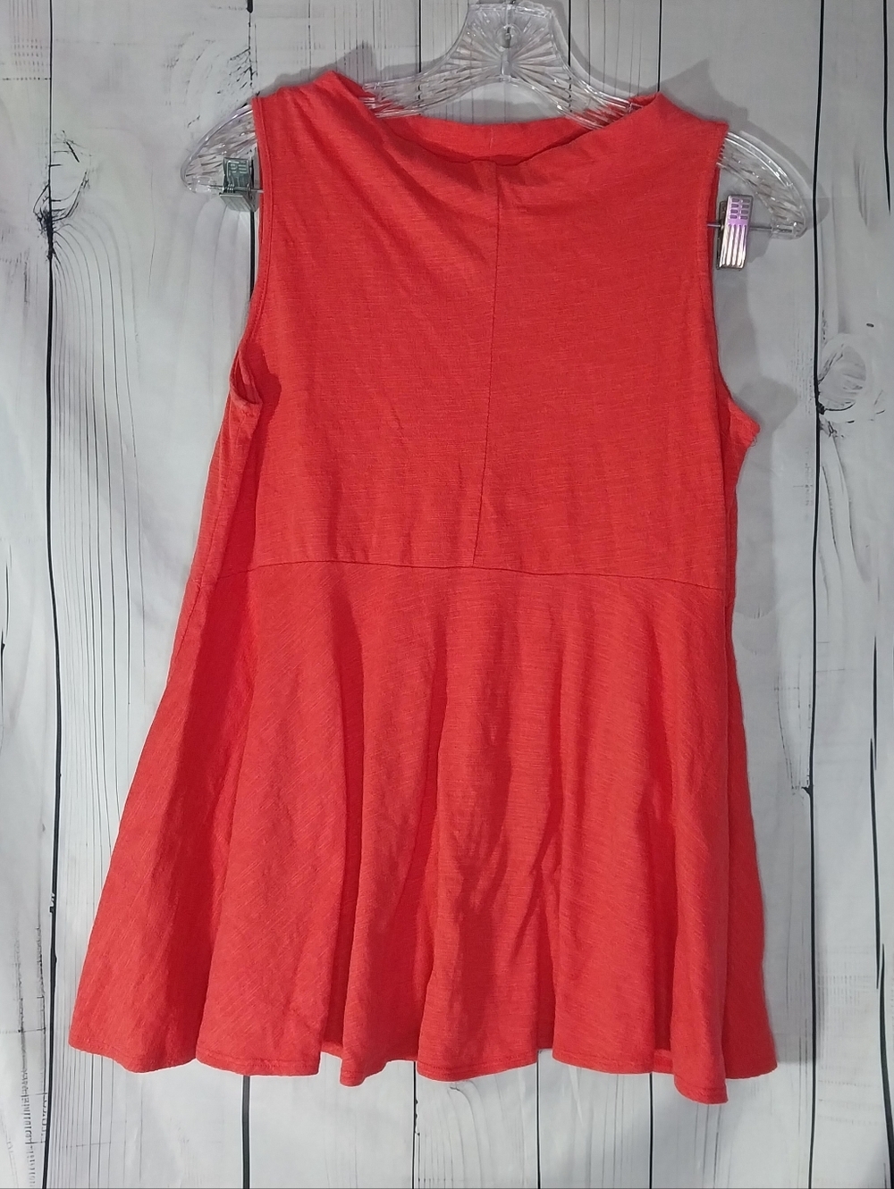 Deletta Anthropologie Coral Mock Neck Peplum Swing Babydoll Boho Tank Top